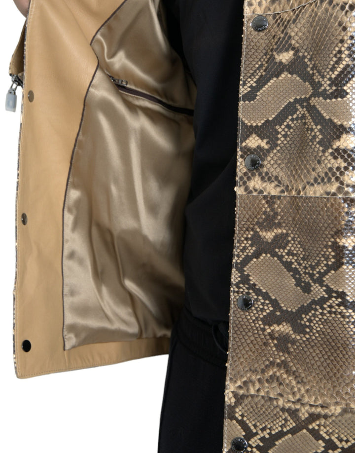 Men’s Dolce &amp; Gabbana Beige Exotic Leather Biker Blouson Jacket