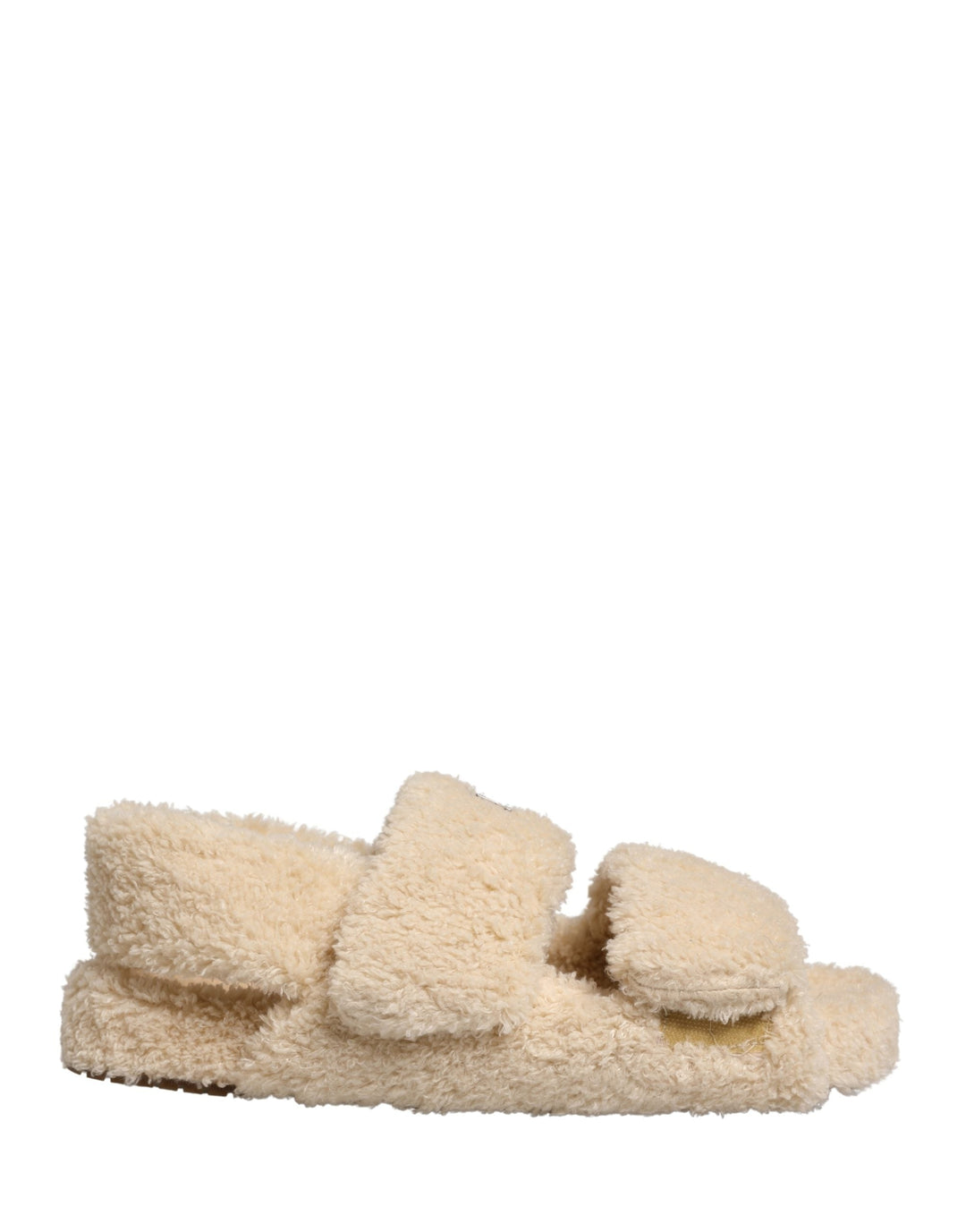 Men’s Dolce &amp; Gabbana Beige Faux Fur Slides Men Flats Sandals Shoes