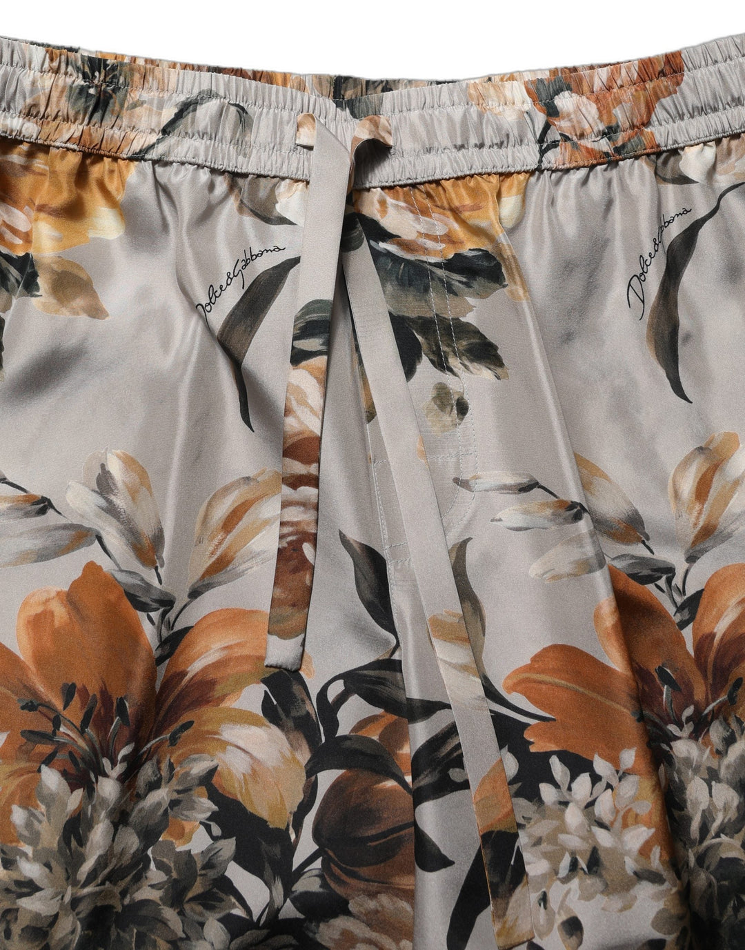 Men’s Dolce &amp; Gabbana Beige Floral Print Silk Men Bermuda Shorts