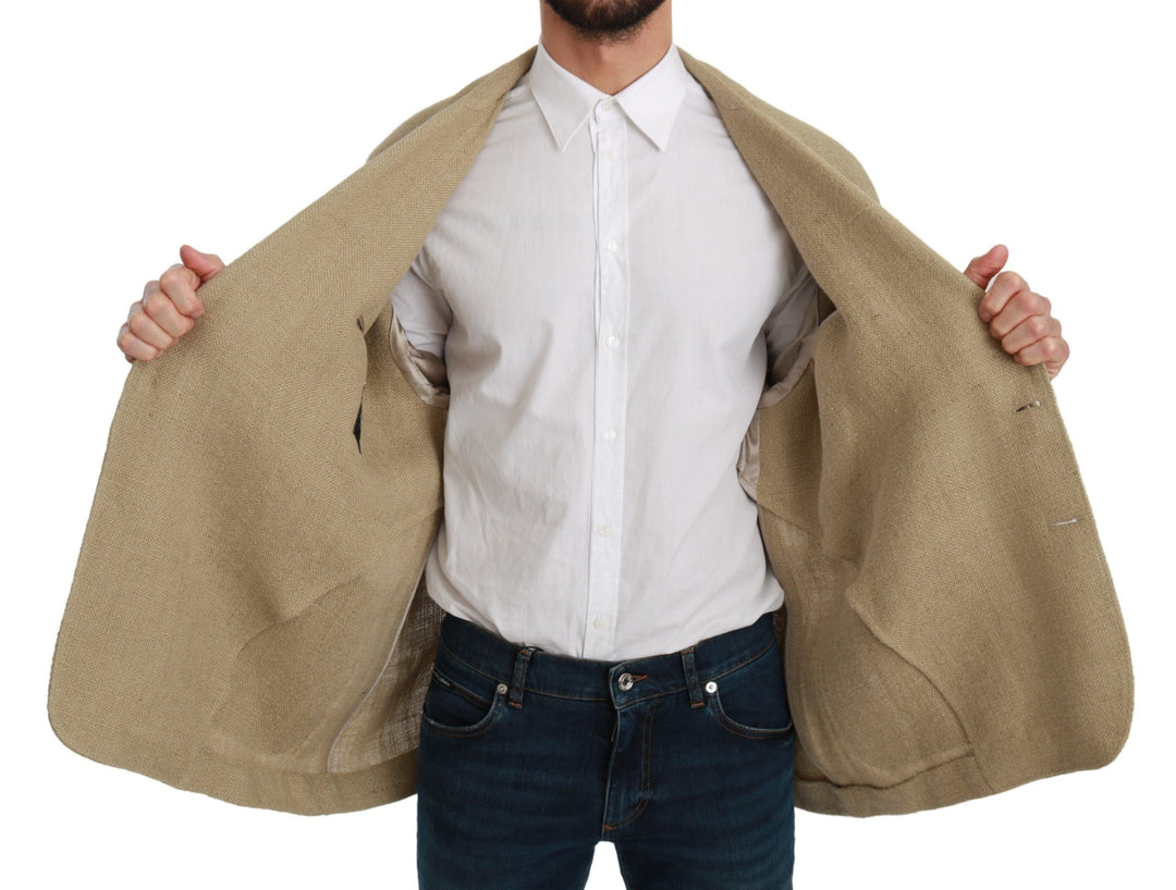 Men’s Dolce &amp; Gabbana Beige Jacket Coat 100% Jute Blazer