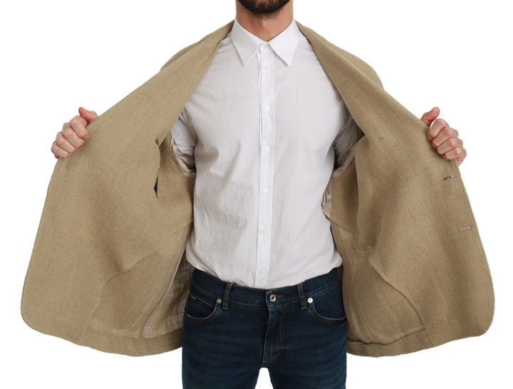 Men’s Dolce &amp; Gabbana Beige Jacket Coat 100% Jute Blazer