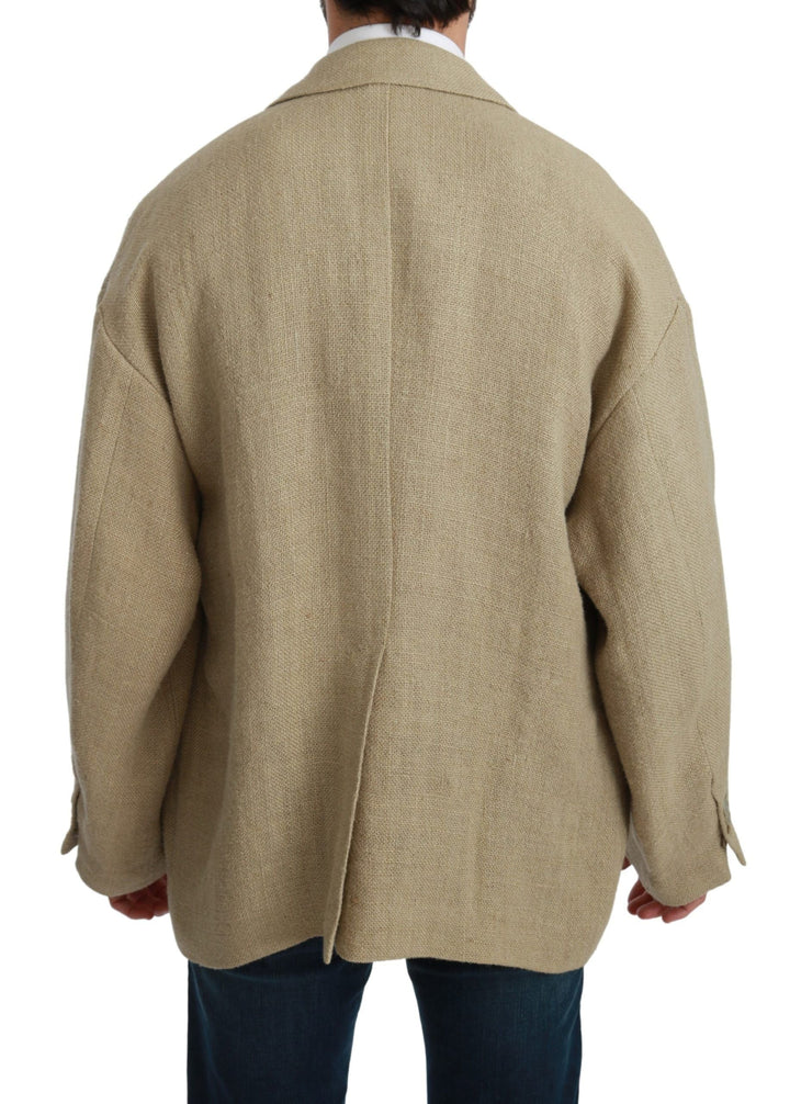 Men’s Dolce &amp; Gabbana Beige Jacket Coat 100% Jute Blazer