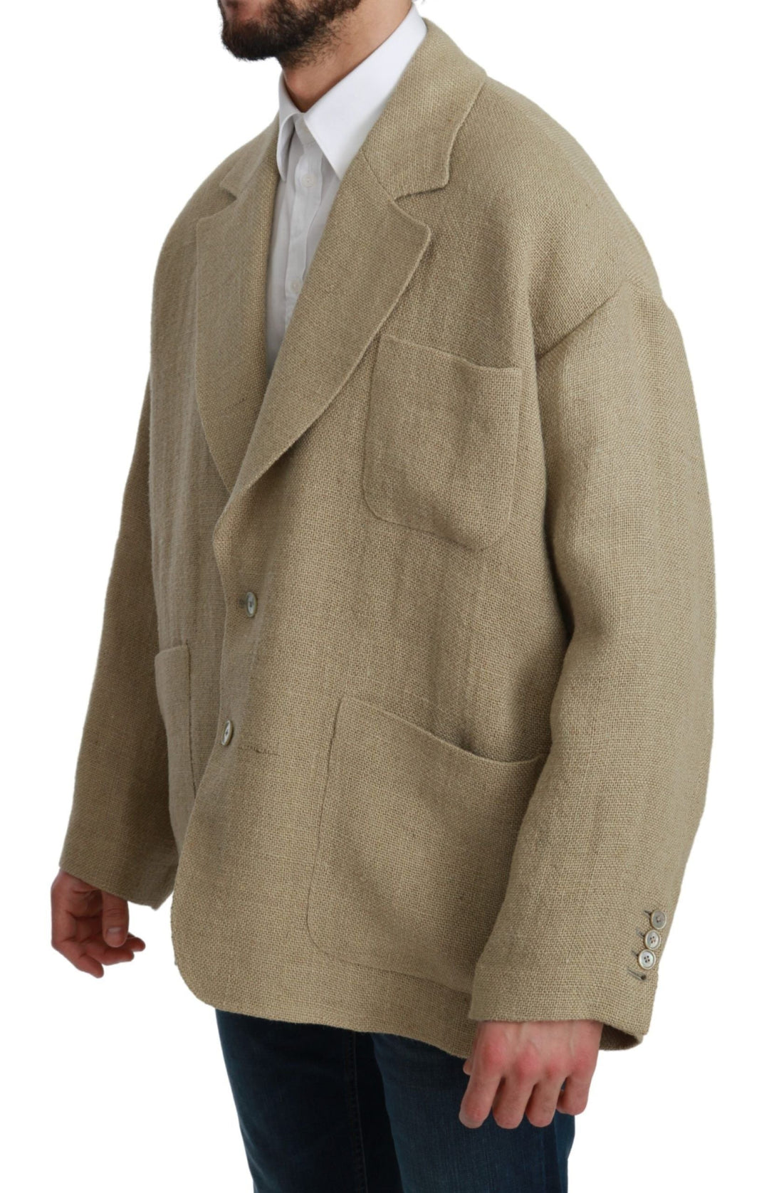 Men’s Dolce & Gabbana Beige Jacket Coat 100% Jute Blazer