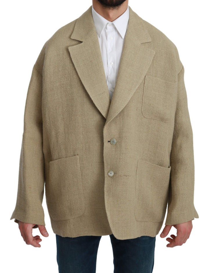 Men’s Dolce &amp; Gabbana Beige Jacket Coat 100% Jute Blazer