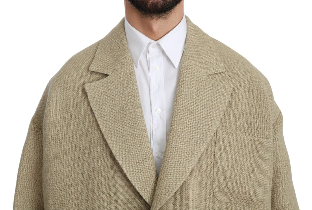 Men’s Dolce &amp; Gabbana Beige Jacket Coat 100% Jute Blazer