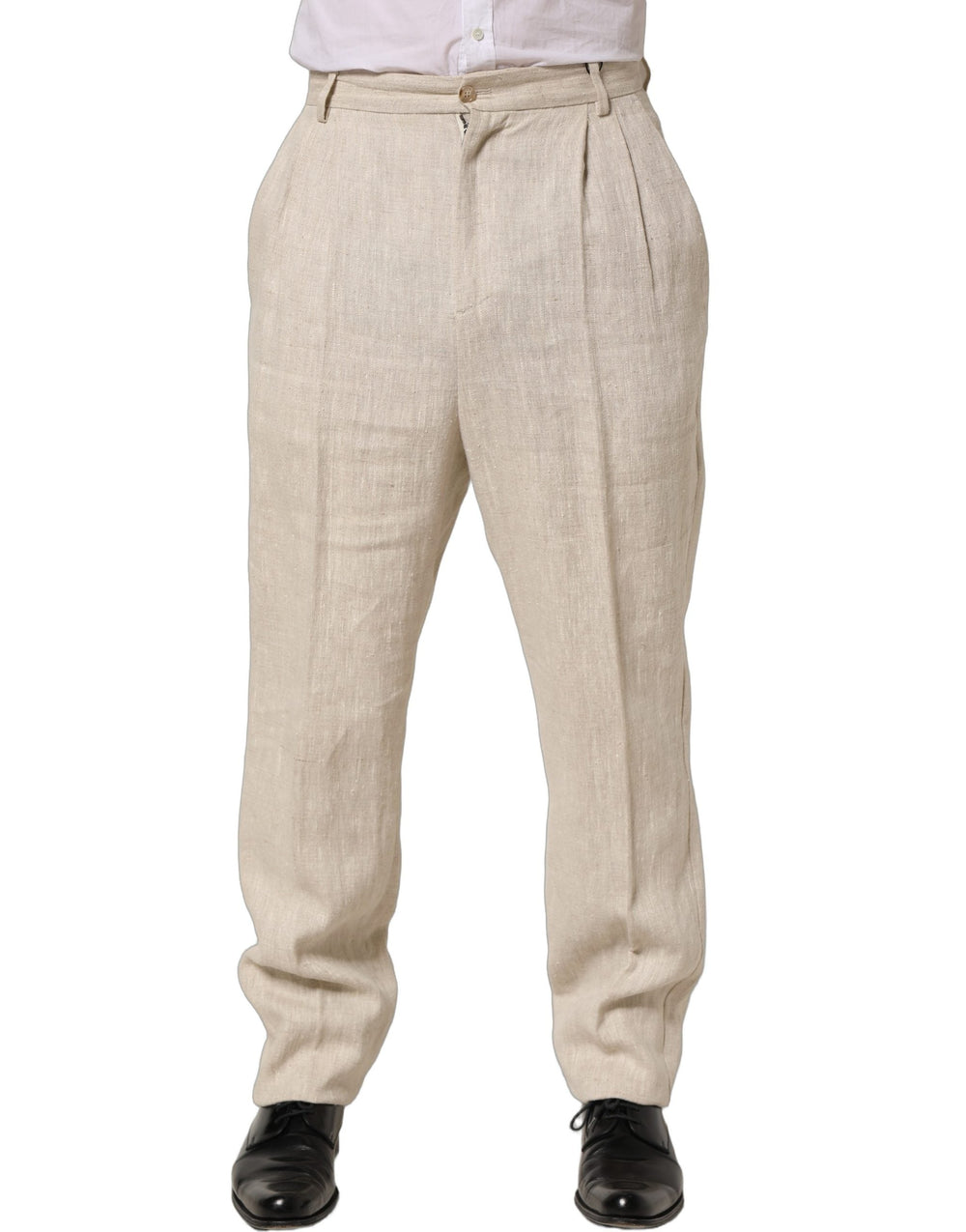 Men’s Dolce & Gabbana Beige Linen Tapered Men Dress Trouser Pants