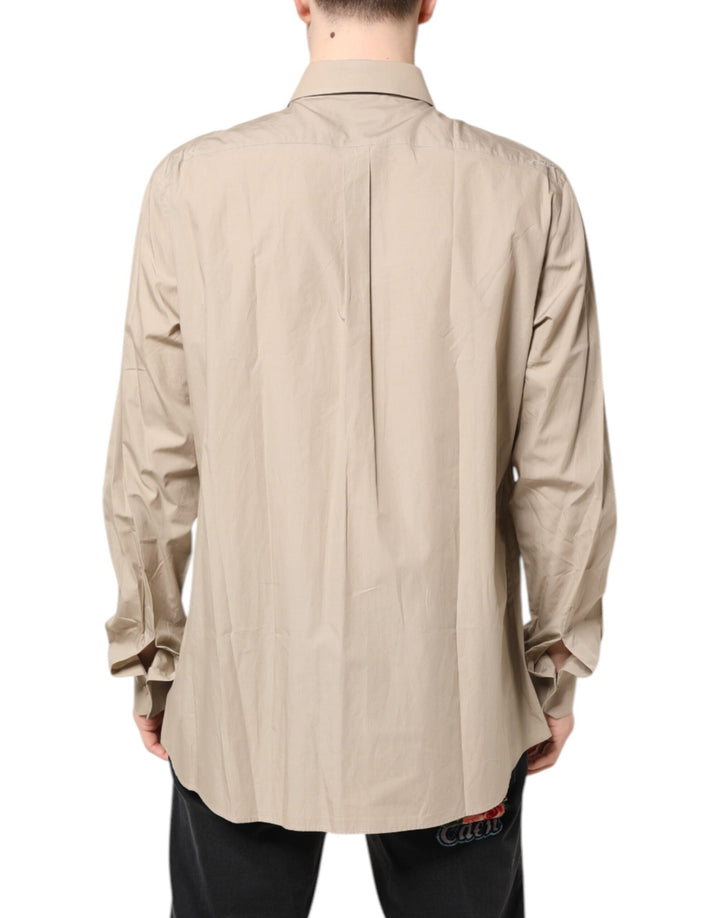 Dolce &amp; Gabbana Beige Pin Up Print Martini Men Casual Shirt