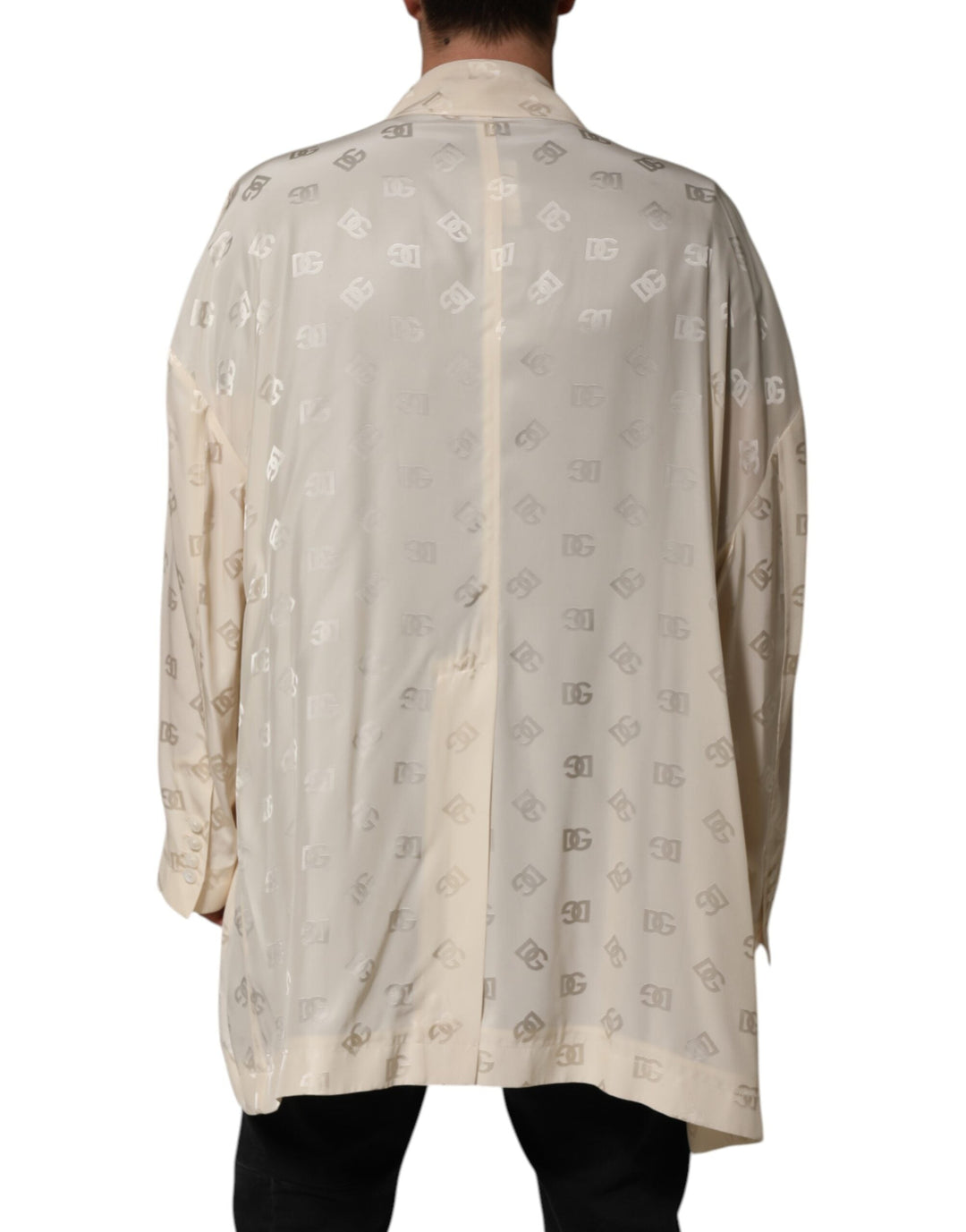 Men’s Dolce &amp; Gabbana Beige Polyester Logo Monogram Coat Jacket
