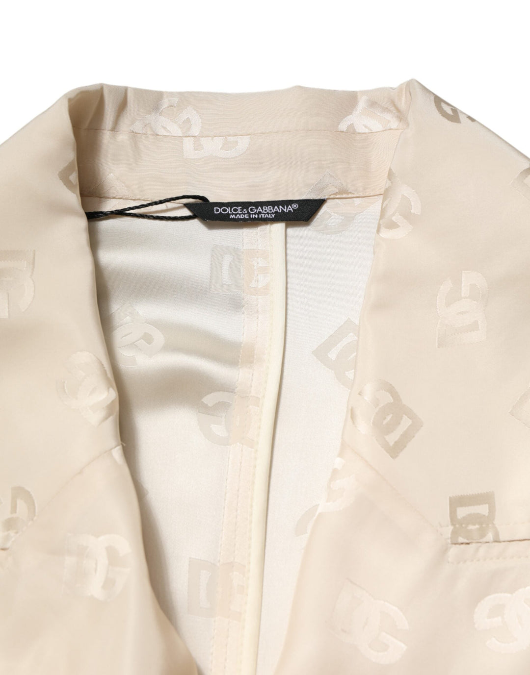 Men’s Dolce &amp; Gabbana Beige Polyester Logo Monogram Coat Jacket