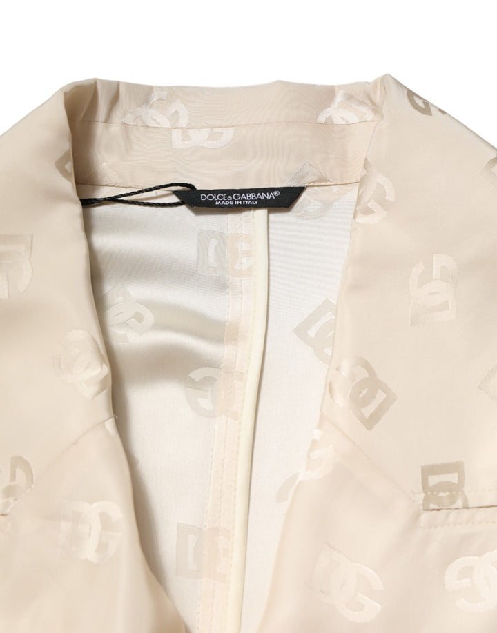 Men’s Dolce &amp; Gabbana Beige Polyester Logo Monogram Coat Jacket