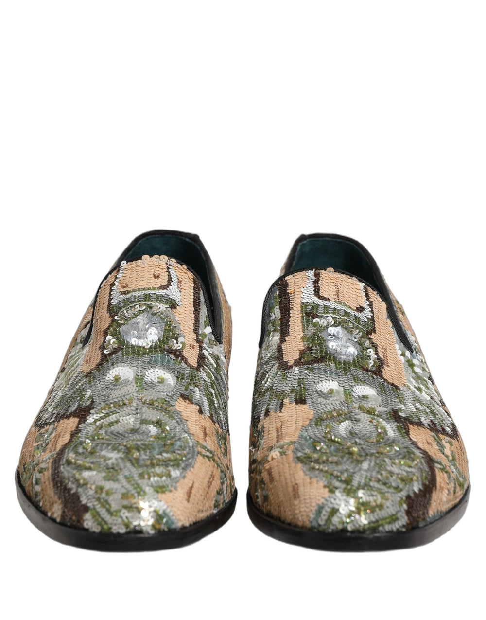 Men’s Dolce & Gabbana Beige Sequin Embroidery Dress Loafers Shoes