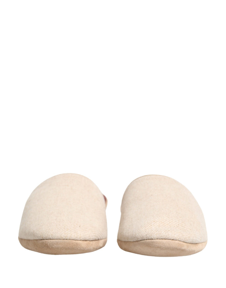 Men’s Dolce &amp; Gabbana Beige Shetland Wool Red Quilted Slippers Shoes