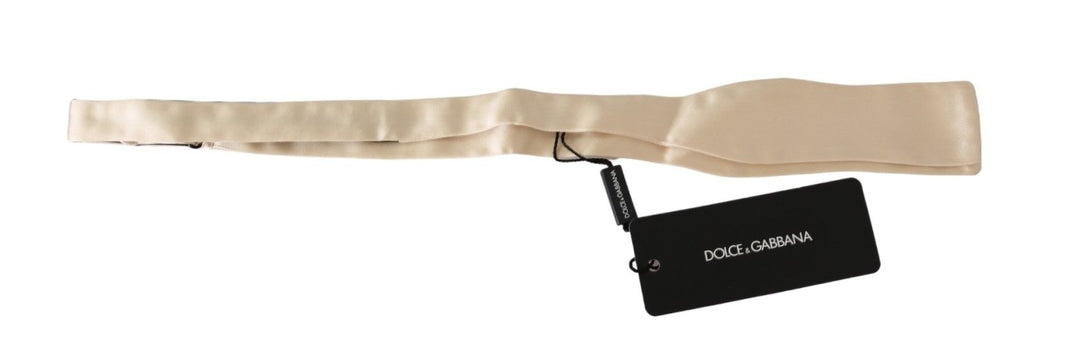 Men’s Dolce & Gabbana Beige Slim Skinny Men Necktie 100% Silk Bowtie