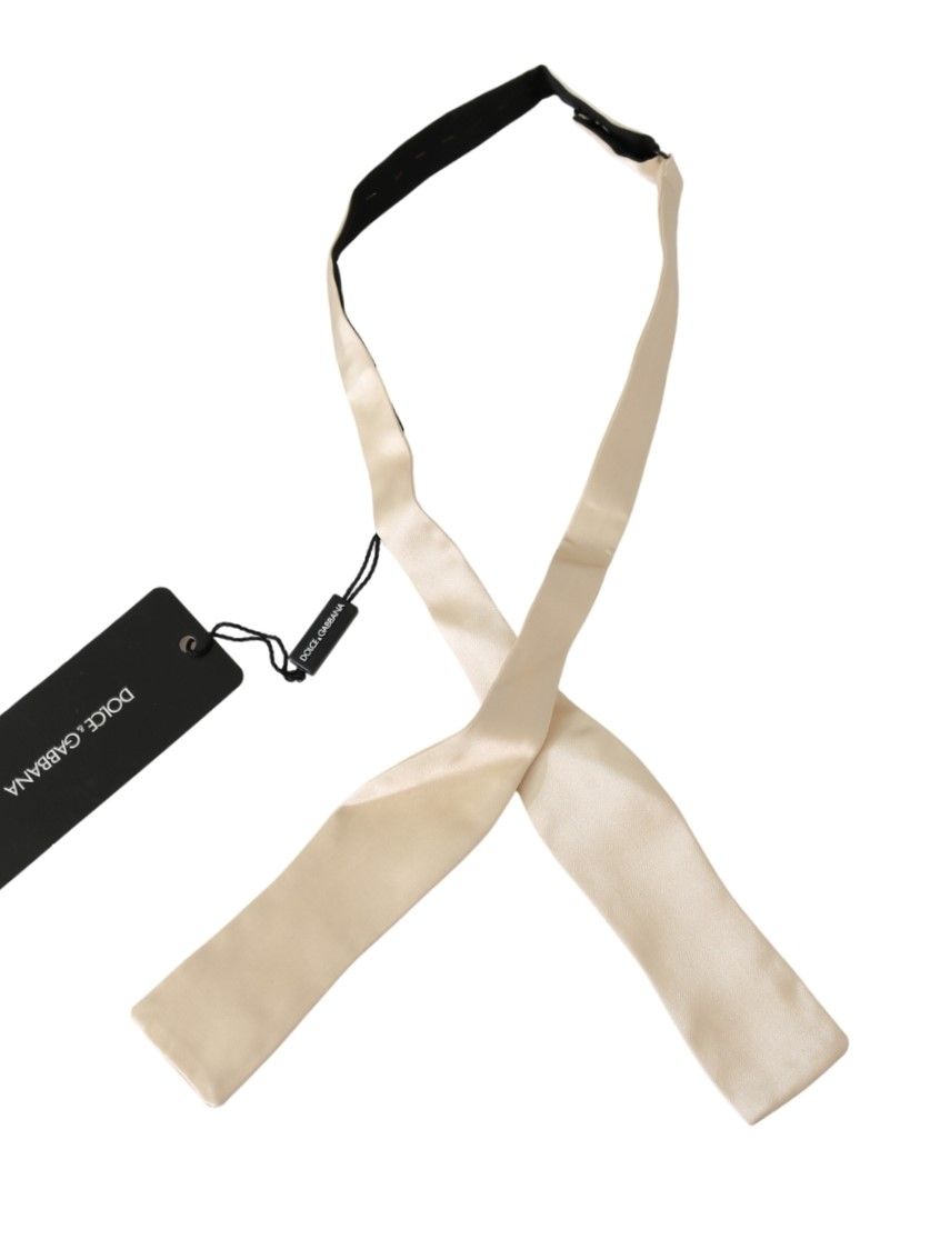 Men’s Dolce & Gabbana Beige Slim Skinny Men Necktie 100% Silk Bowtie