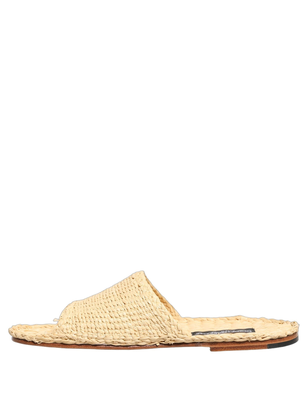 Men’s Dolce &amp; Gabbana Beige Straw Raffia Slides Sandals Flats Shoes