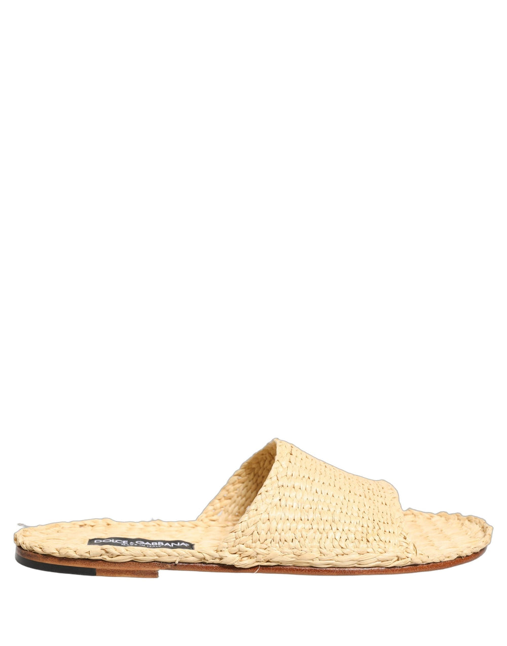 Men’s Dolce & Gabbana Beige Straw Raffia Slides Sandals Flats Shoes