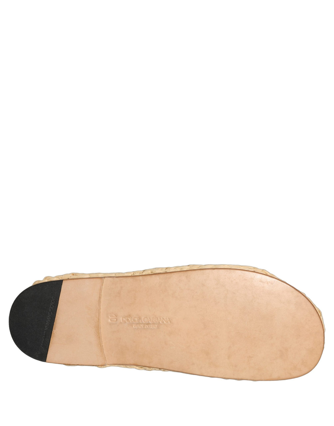 Men’s Dolce &amp; Gabbana Beige Straw Raffia Slides Sandals Flats Shoes
