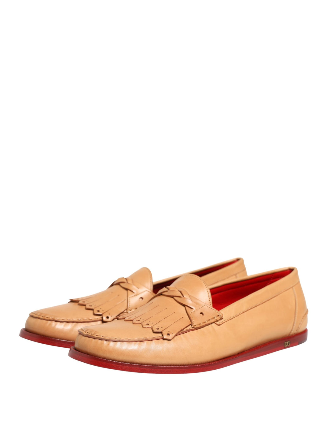 Men’s Dolce &amp; Gabbana Beige Tassel Leather Men Slip on Loafers Shoes