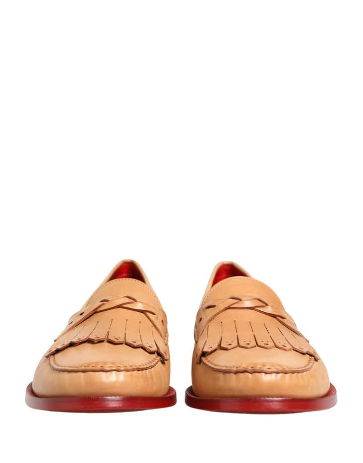 Men’s Dolce &amp; Gabbana Beige Tassel Leather Men Slip on Loafers Shoes