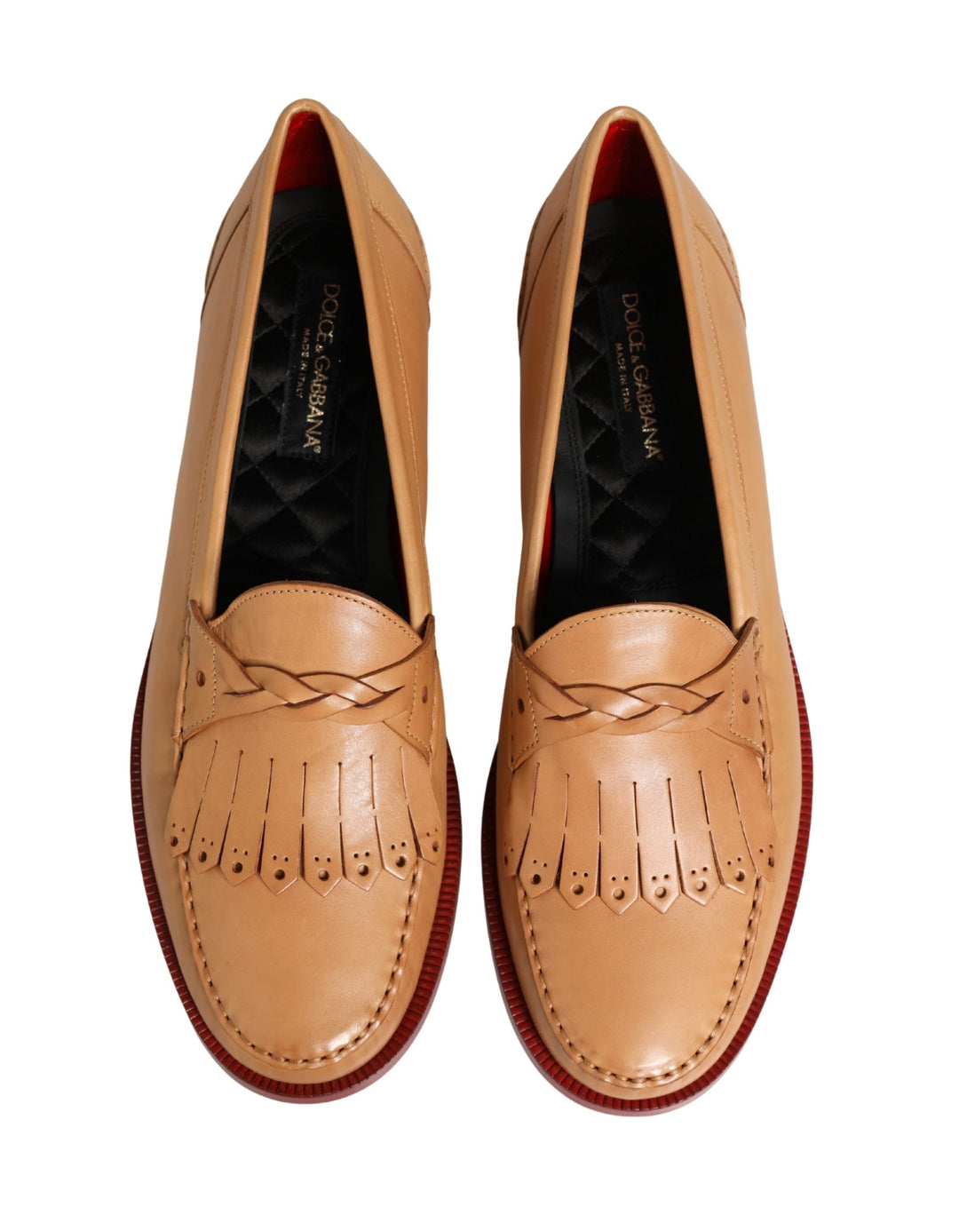 Men’s Dolce &amp; Gabbana Beige Tassel Leather Men Slip on Loafers Shoes