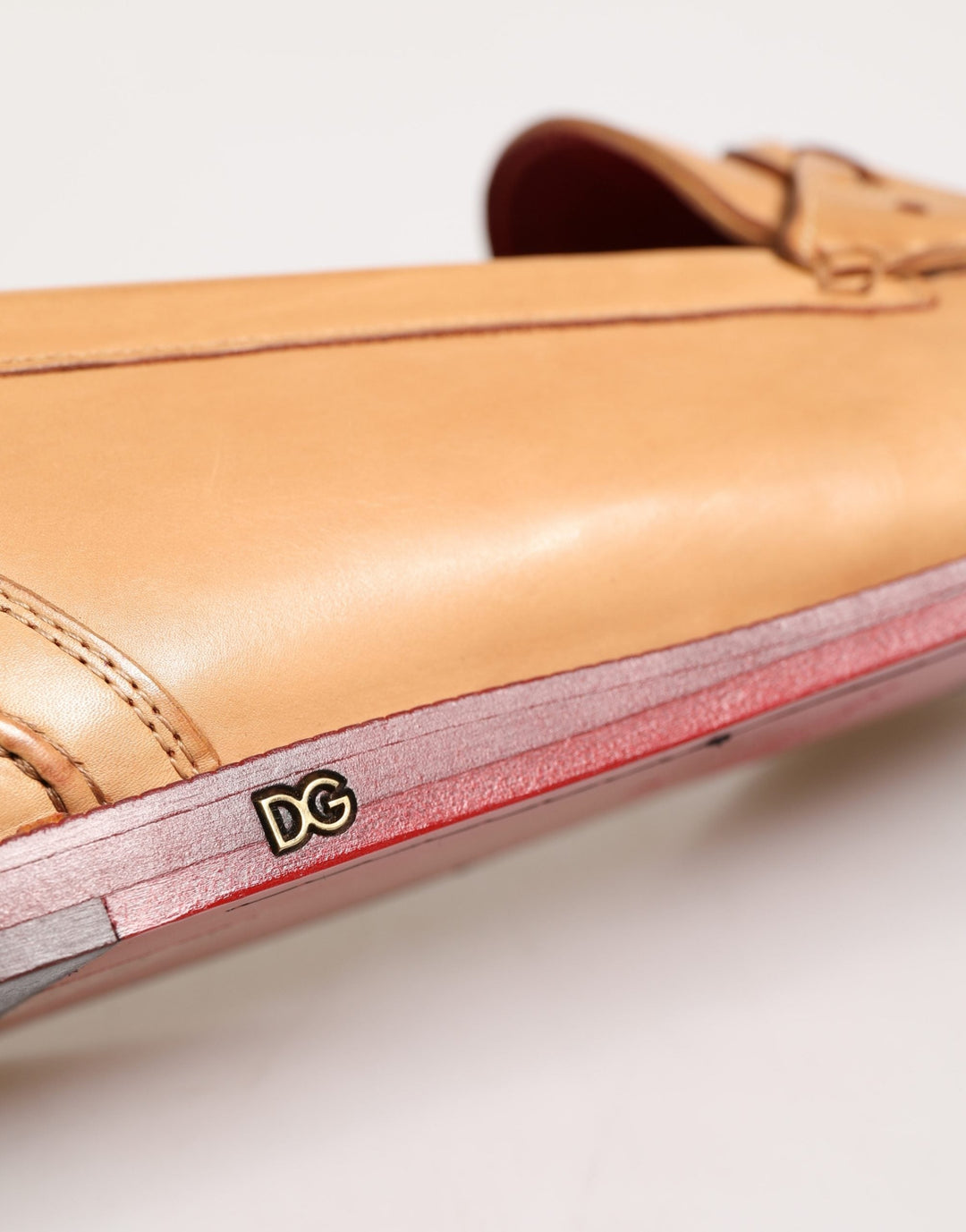 Men’s Dolce &amp; Gabbana Beige Tassel Leather Men Slip on Loafers Shoes