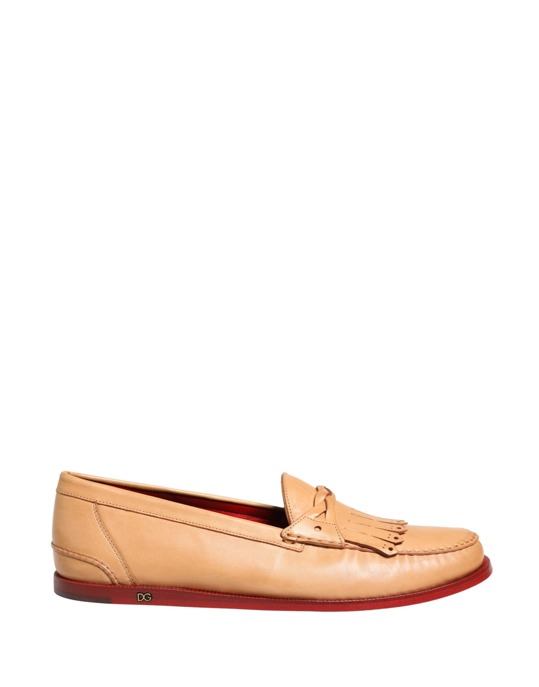 Men’s Dolce &amp; Gabbana Beige Tassel Leather Men Slip on Loafers Shoes