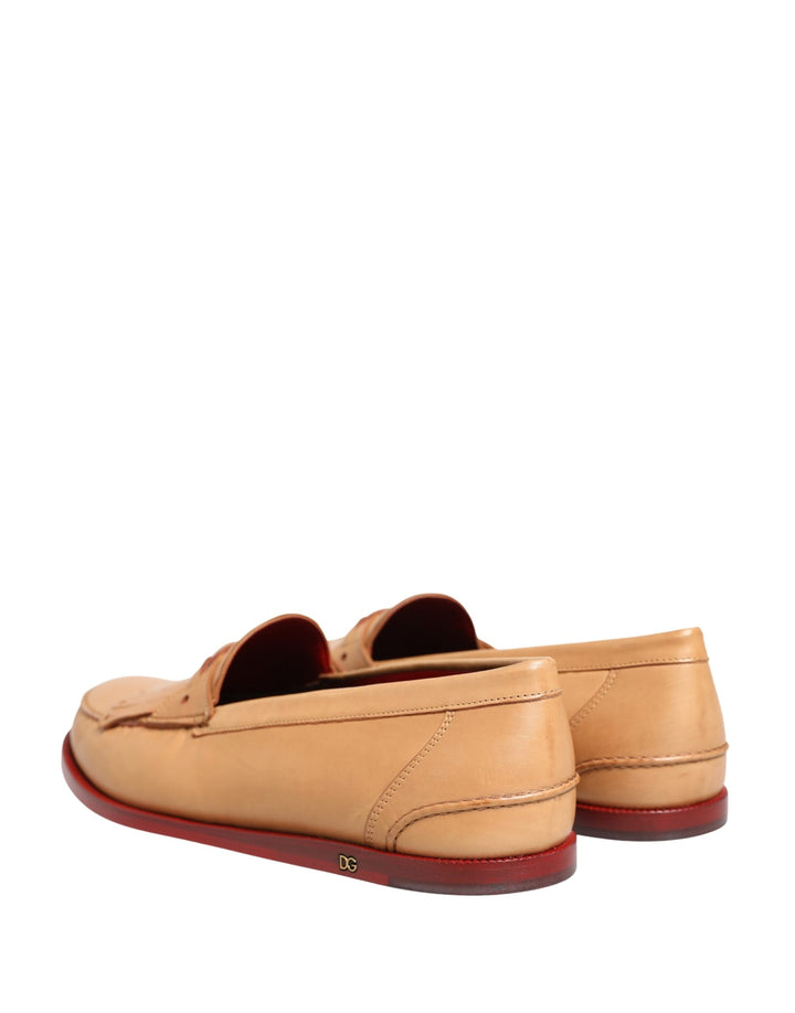 Men’s Dolce &amp; Gabbana Beige Tassel Leather Men Slip on Loafers Shoes