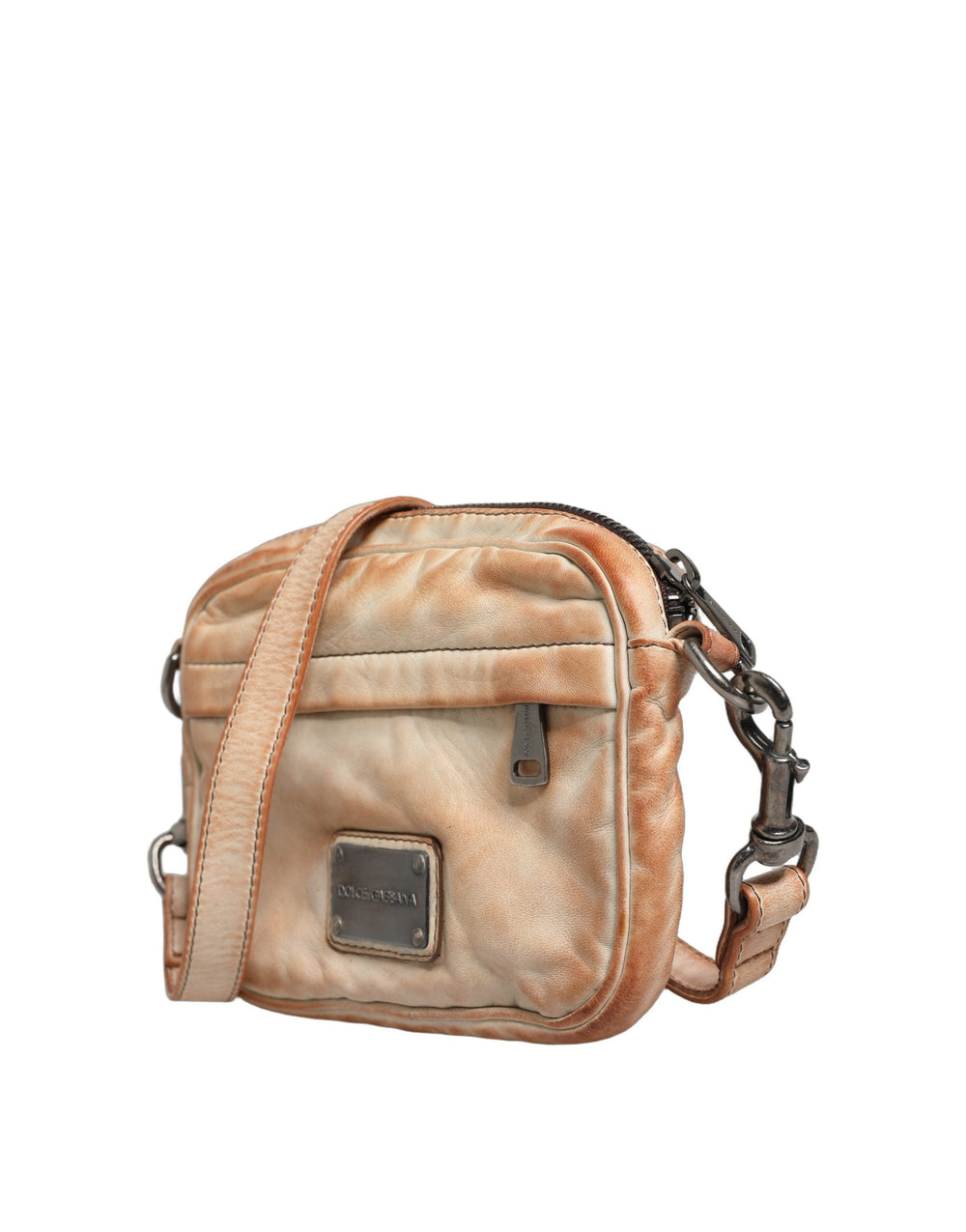 Men’s Dolce & Gabbana Beige Vintage Leather Logo Plaque Shoulder Borse Men Bag