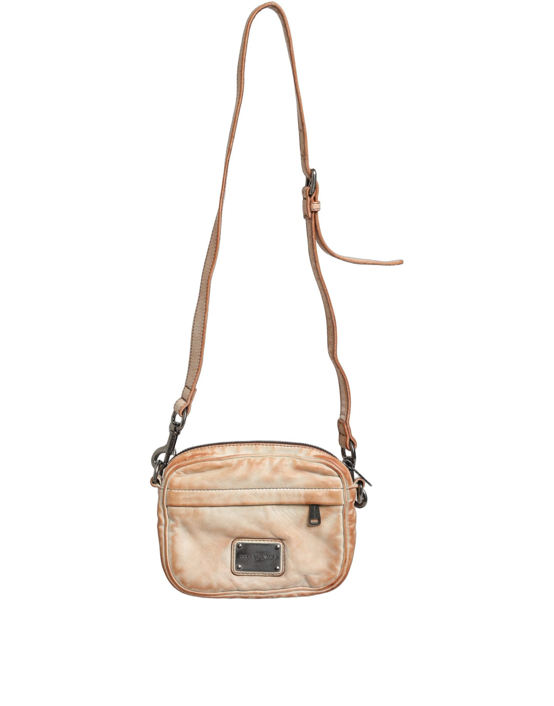 Men’s Dolce &amp; Gabbana Beige Vintage Leather Logo Plaque Shoulder Borse Men Bag