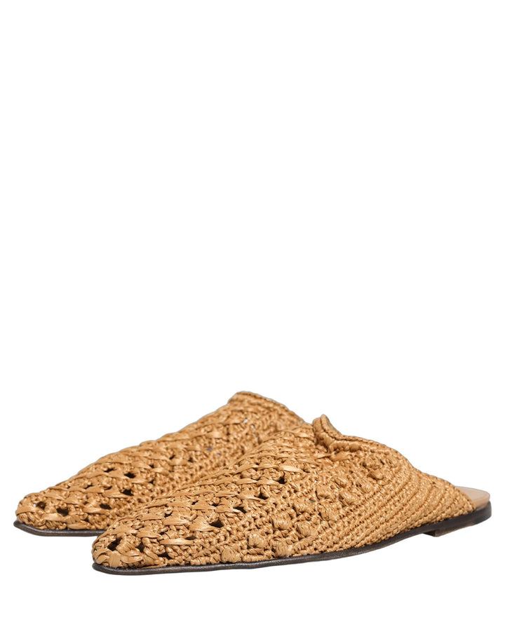 Men’s Dolce &amp; Gabbana Beige Woven Straw Slides Sandals Flats Shoes