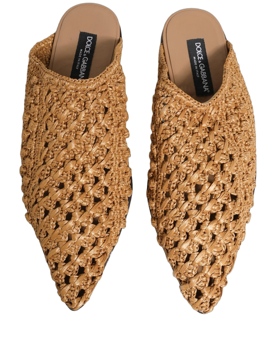 Men’s Dolce &amp; Gabbana Beige Woven Straw Slides Sandals Flats Shoes