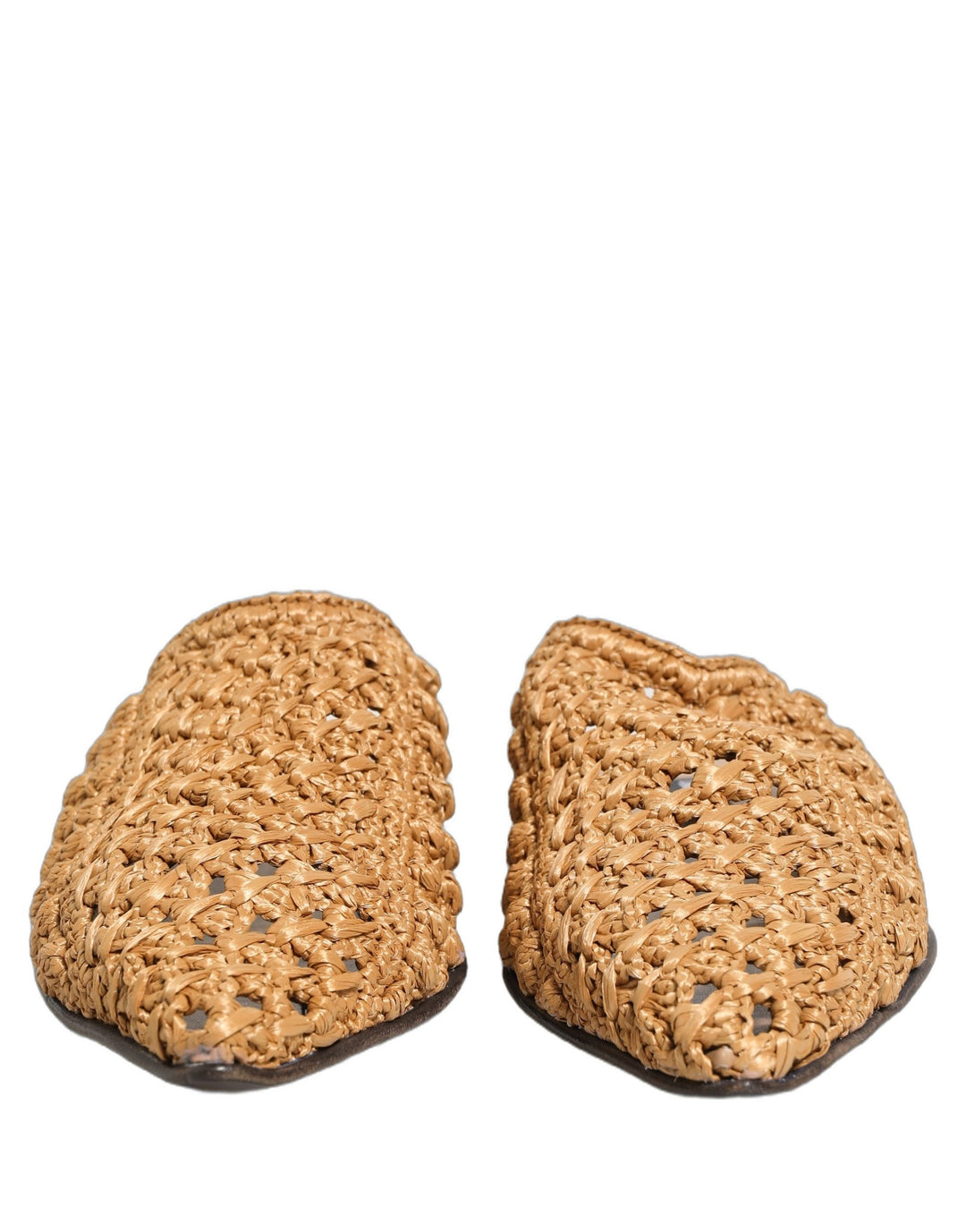 Men’s Dolce &amp; Gabbana Beige Woven Straw Slides Sandals Flats Shoes