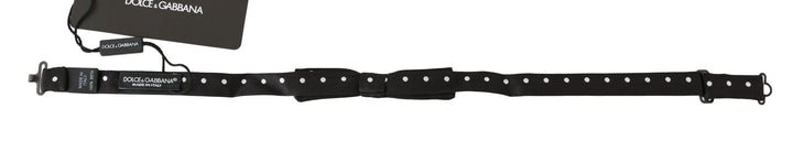 Men’s Dolce &amp; Gabbana Black 100% Silk Polka Dot Adjustable Neck Bow Tie