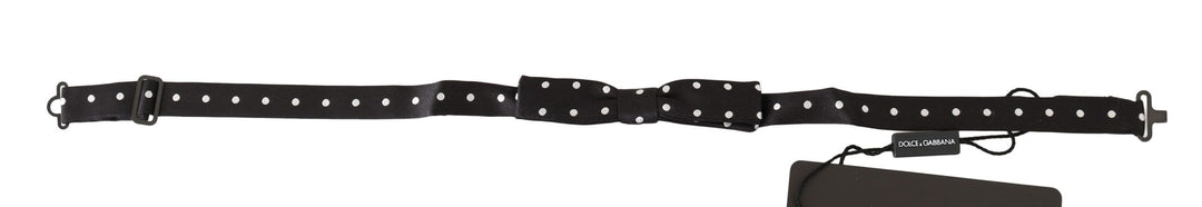 Men’s Dolce & Gabbana Black 100% Silk Polka Dot Adjustable Neck Bow Tie