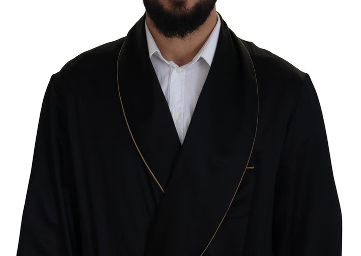 Men’s Dolce &amp; Gabbana Black 100% Silk Robe Coat Wrap Jacket