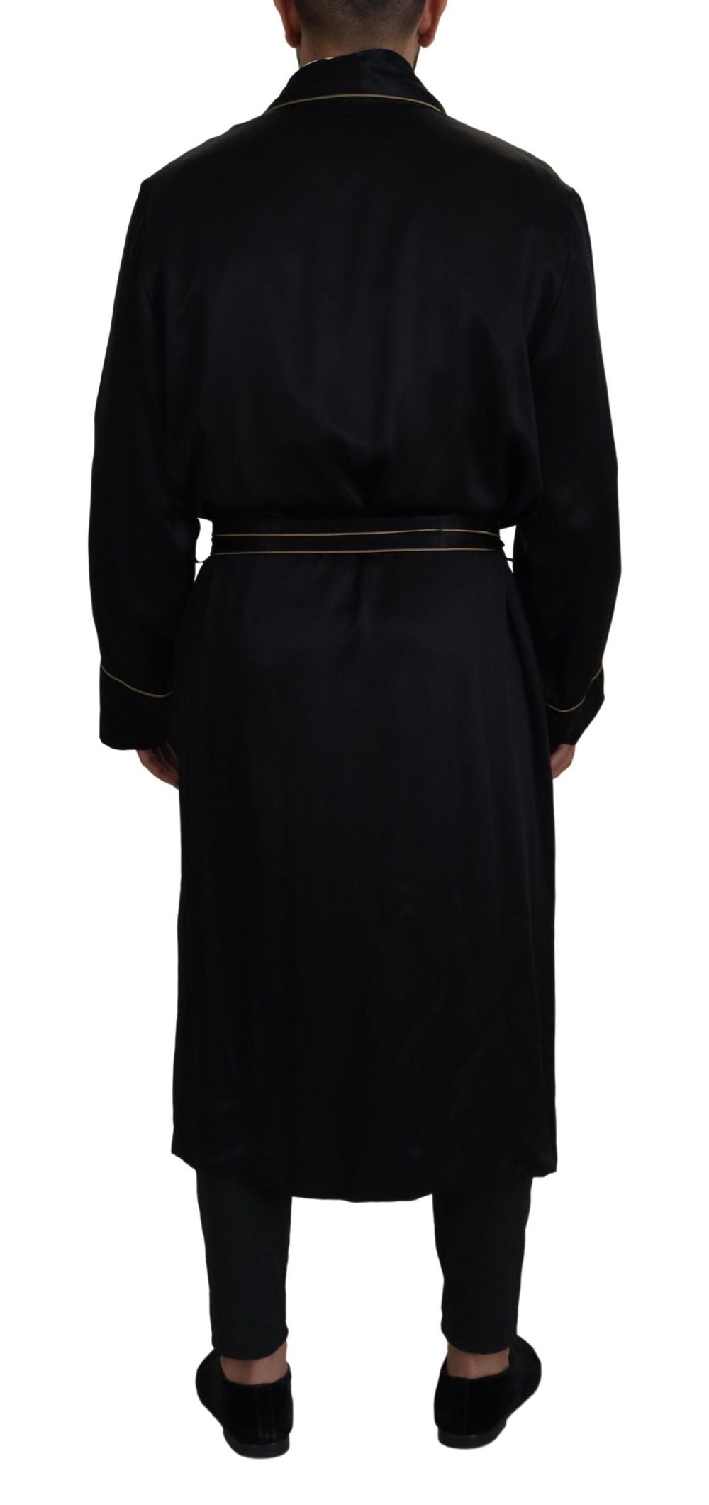 Men’s Dolce & Gabbana Black 100% Silk Robe Coat Wrap Jacket