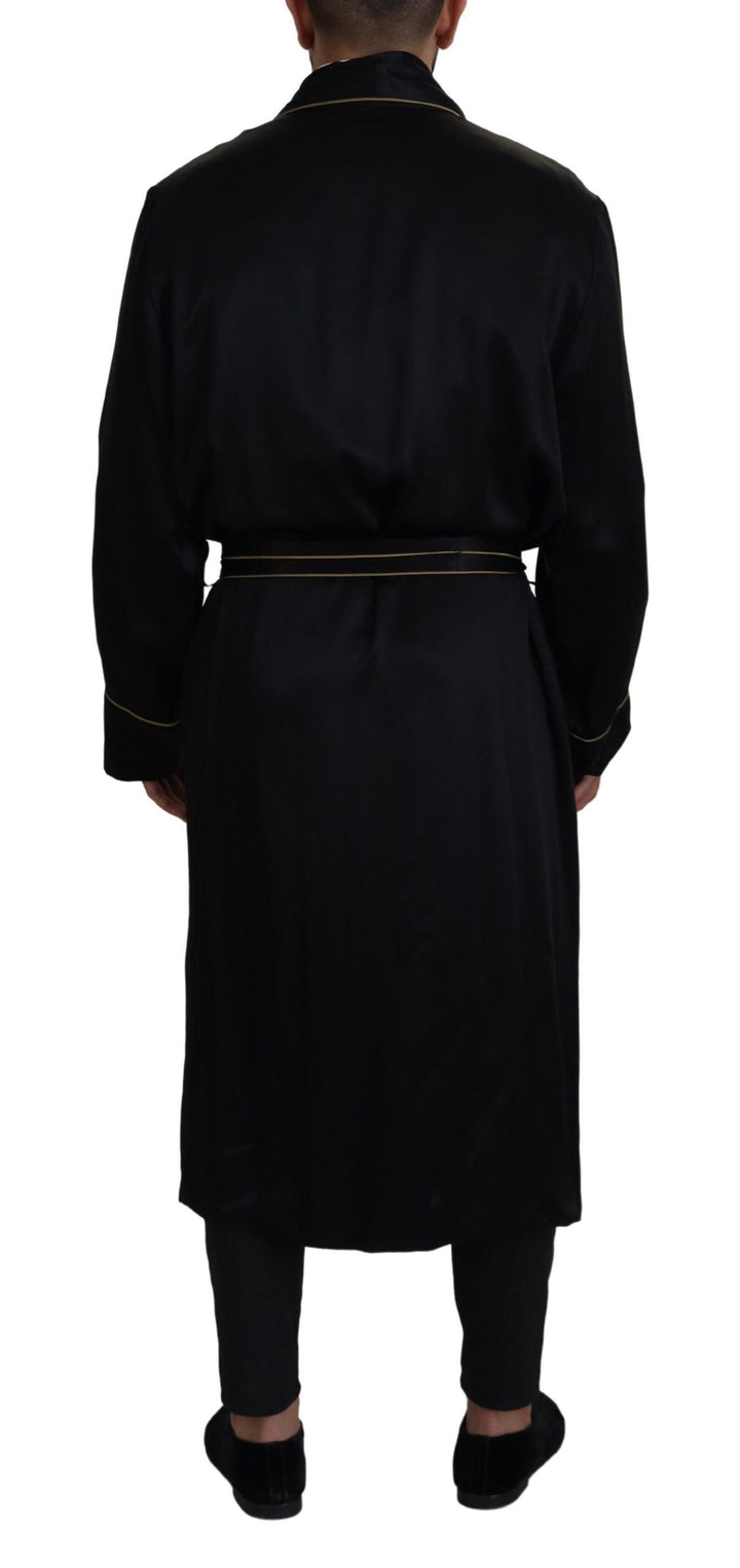 Men’s Dolce &amp; Gabbana Black 100% Silk Robe Coat Wrap Jacket