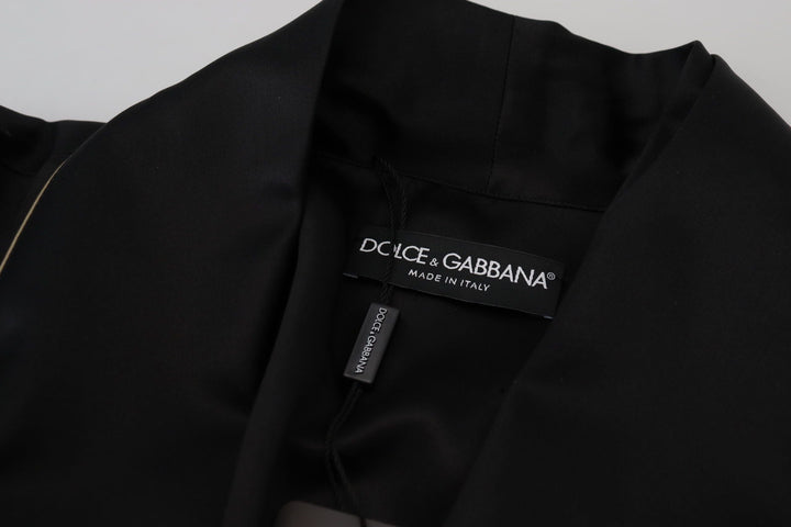 Men’s Dolce &amp; Gabbana Black 100% Silk Robe Coat Wrap Jacket