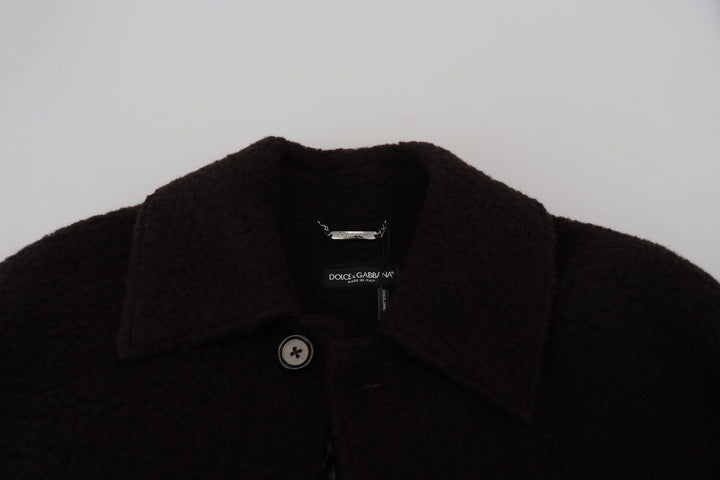 Men’s Dolce &amp; Gabbana Black Alpaca Button Down Trench Coat Jacket