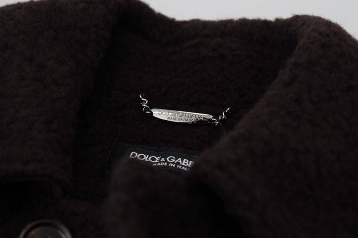 Men’s Dolce &amp; Gabbana Black Alpaca Button Down Trench Coat Jacket