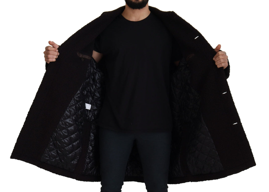 Men’s Dolce &amp; Gabbana Black Alpaca Button Down Trench Coat Jacket