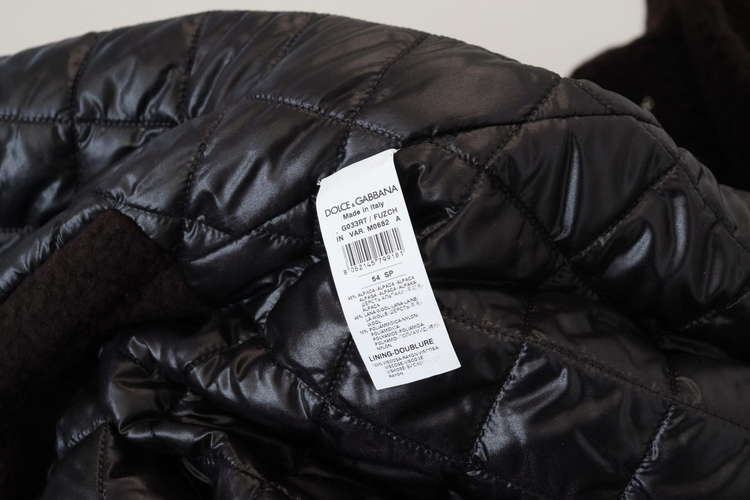 Men’s Dolce &amp; Gabbana Black Alpaca Button Down Trench Coat Jacket