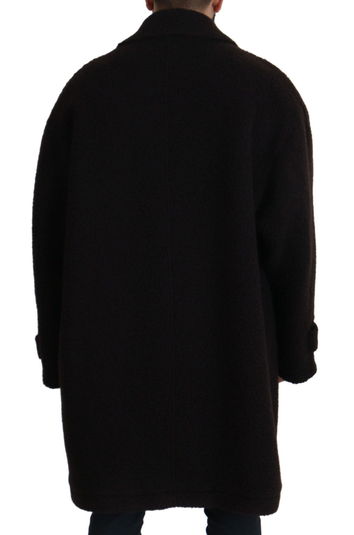 Men’s Dolce &amp; Gabbana Black Alpaca Button Down Trench Coat Jacket