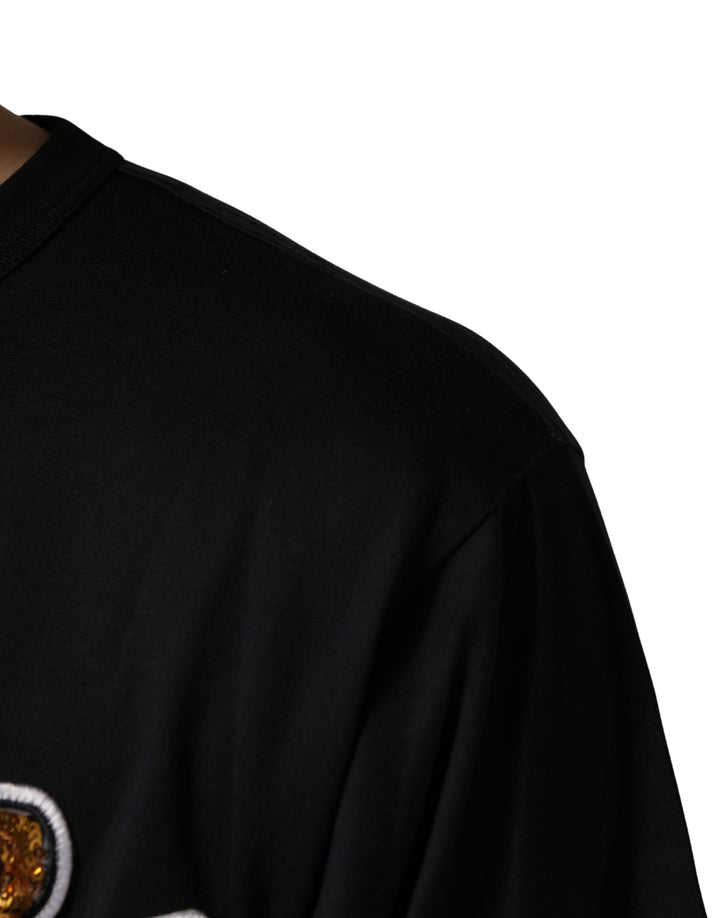 Dolce &amp; Gabbana Black Angel Print Cotton Crew Neck T-shirt