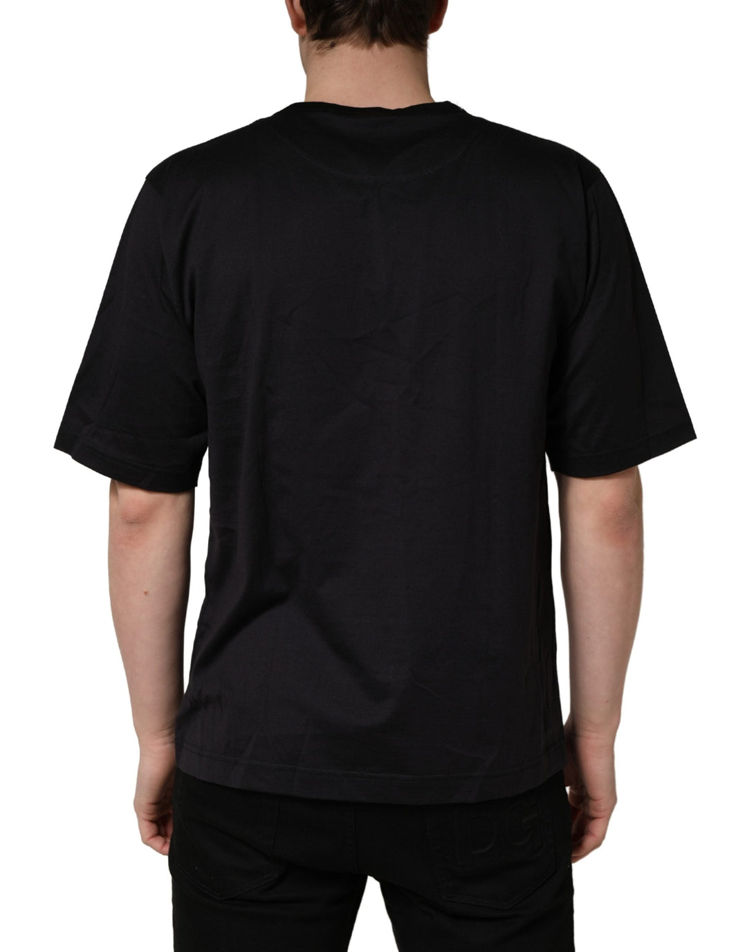 Dolce &amp; Gabbana Black Angel Print Cotton Crew Neck T-shirt