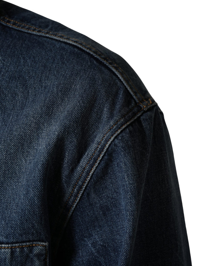 Men’s Dolce &amp; Gabbana Black Blue Cotton Denim Blouson Men Jacket