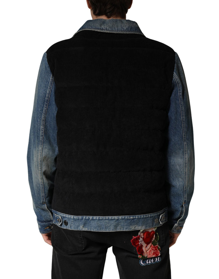 Men’s Dolce &amp; Gabbana Black Blue Cotton Denim Blouson Men Jacket