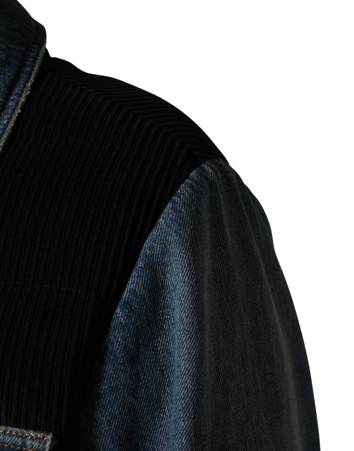 Men’s Dolce &amp; Gabbana Black Blue Cotton Denim Blouson Men Jacket