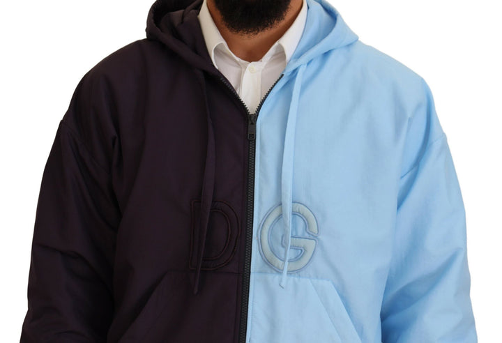 Men’s Dolce &amp; Gabbana Black Blue Dg Hooded Full Zip Men Jacket