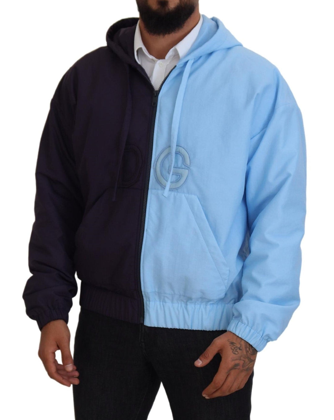 Men’s Dolce &amp; Gabbana Black Blue Dg Hooded Full Zip Men Jacket